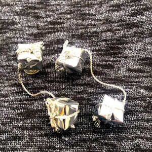 Vintage Mini Christmas Present Earrings Handmade Silver Gift Boxes
